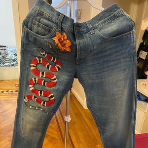 Gucci snake print jeans